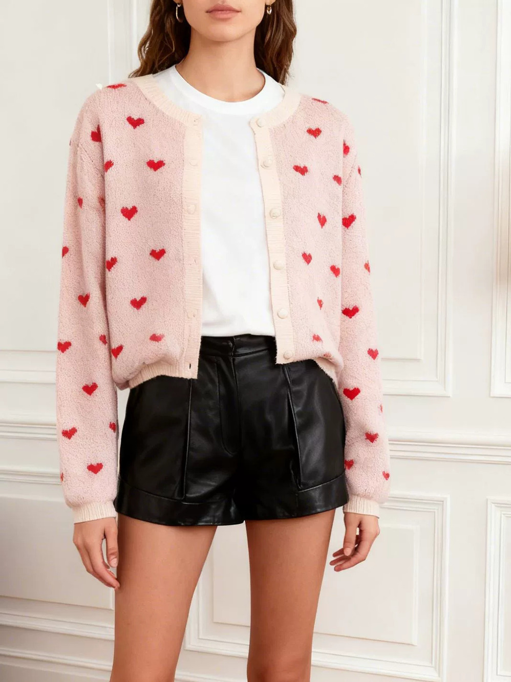ZARA Women Soft Sweet Heart Knit Cropped Cardigan Fall Winter